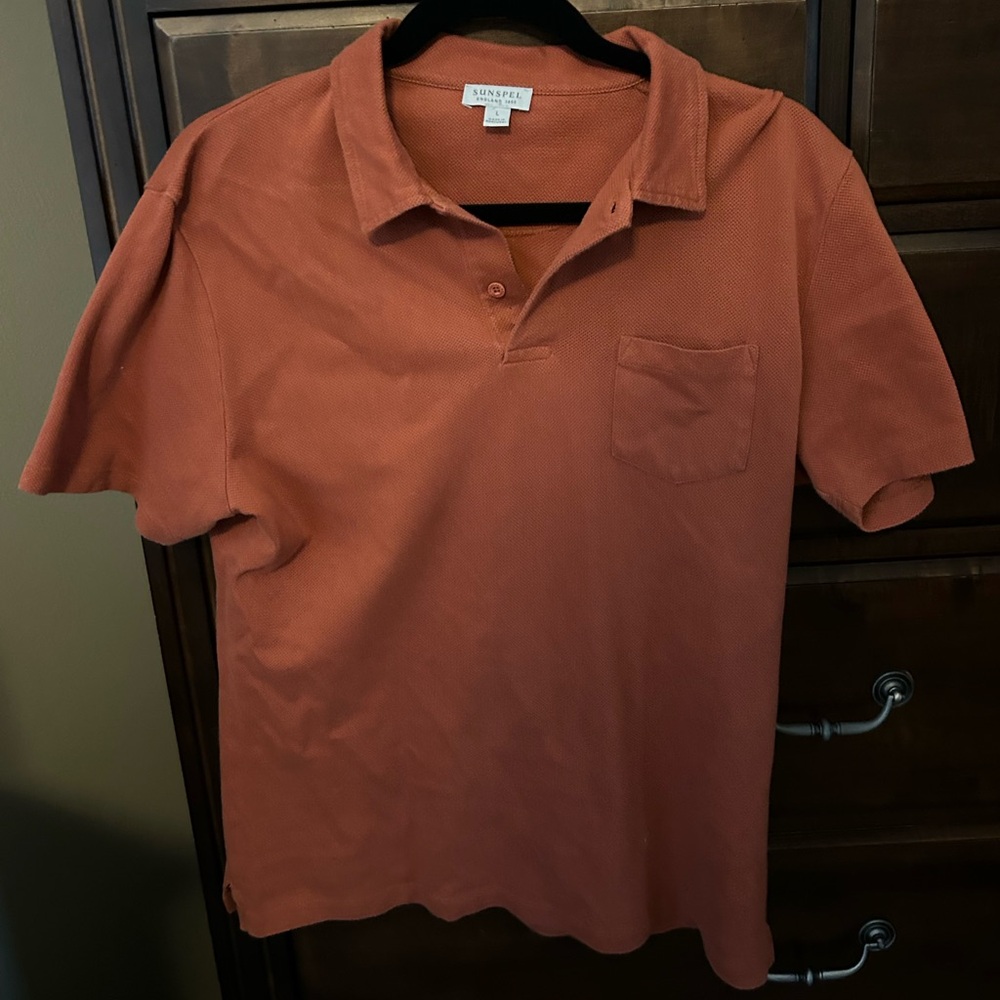 Men's Sunspel Polo Size size Large in Orange rust